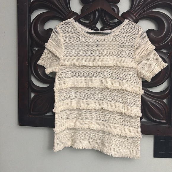 JOIE BNWT Boho Fringe Crochet Top - Picture 2 of 10